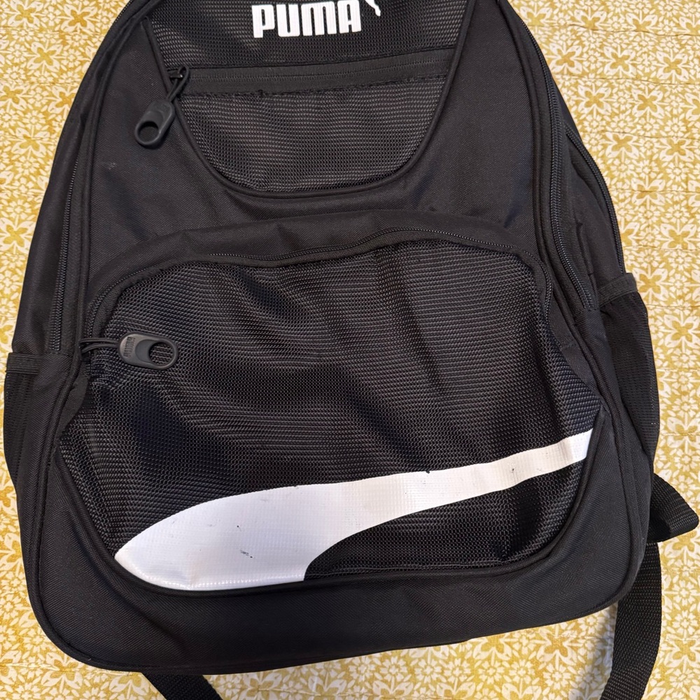 PUMA Black and White Backpack Sleek Design with Padded Straps